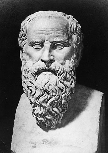 Fotografía del busto de Diógenes de Sinope, filósofo griego y fundador de los cínicos.