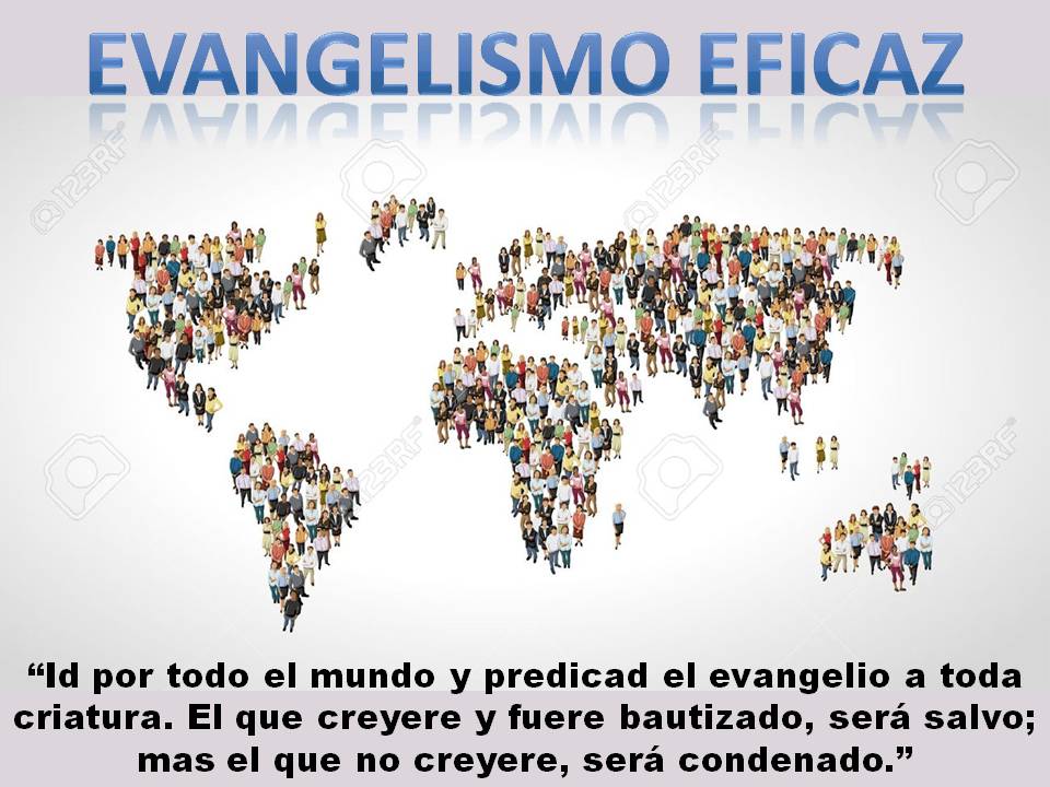 Esta imagen (diapositiva) es la primera de la serie intitulada Evangelismo eficaz, en editoriallapaz.