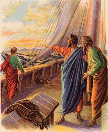 Esta pintura de Pablo, Tito y Timoteo ilustra Comentarios bíblicos: Tito, en editoriallapaz.