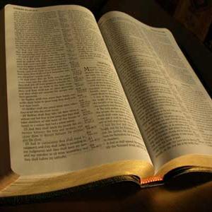 Una Biblia abierta identifica el estudio muy detallado sobre Romanos 5:13-21 en editoriallapaz.org.