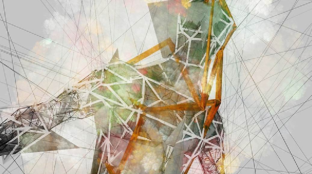 Una imagen abstracta geométrica del torso para arriba de un ser humano en distintos colores con líneas blancas y anaranjadas superpuestas, ilustración para Más allá de su sufrimiento.