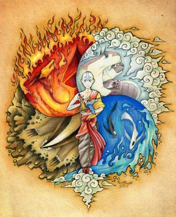 Pintura abstrata que ilustra las tres plagas de fuego, humo y azufre de la Sexta Trompeta de Apocalipsis.