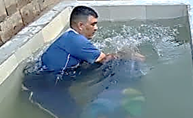 Fotografía de un bautismo bíblico en agua por inmersión y para perdón de los pecados.