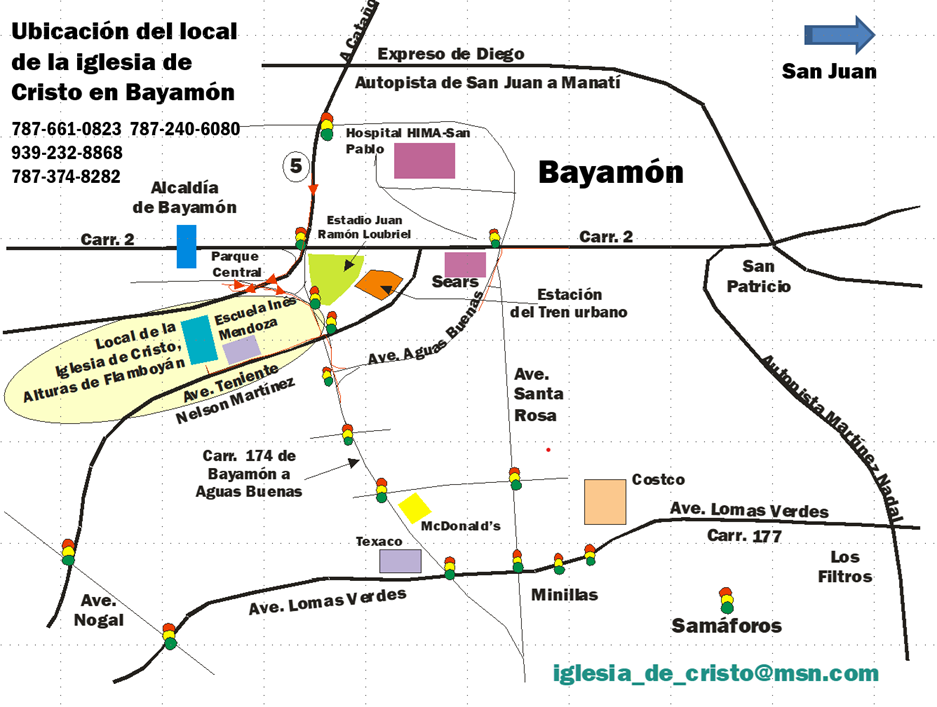 Mapa de la ubicación de la Iglesia de Cristo, Ave. Teniente Nelson Martínez, Alturas de Flamboyán, Bayamón, Puerto Rico.