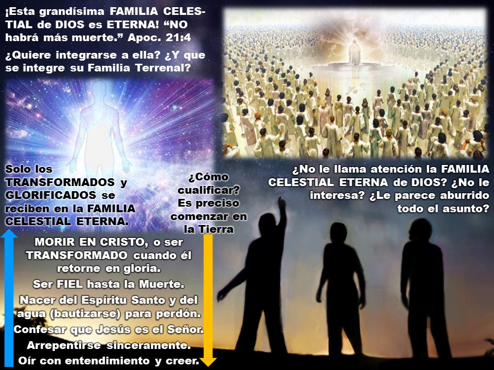 Diapositiva 3, preparada en PowerPoint, para el Mensaje sobre La Familia Celestial de Dios conforme a revelaciones en el Nuevo Testamento.