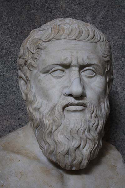 Fotografía del busto de Platón, filósofo griego.