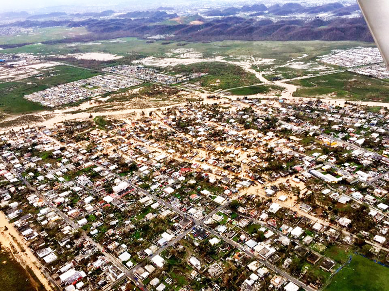 Inundada gran parte del pueblo de Toa Baja, Puerto Rico y áreas adyacentes por las lluvias torrenciales del huracán María.