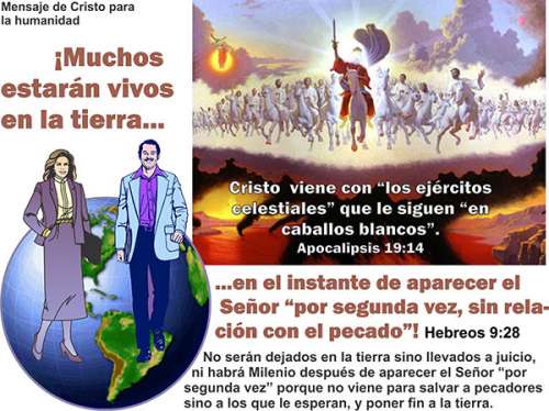 Imagen (diapositiva) introductoria para el tema ¿Vivo en la tierra en el instante de aparecer Cristo en su Segunda Venida?, múltiples textos y gráficas componiendo cada una de las siete imágenes, recurso útil para el auto didactismo, clases bíblicas, clases para evangelizar o un sermón.