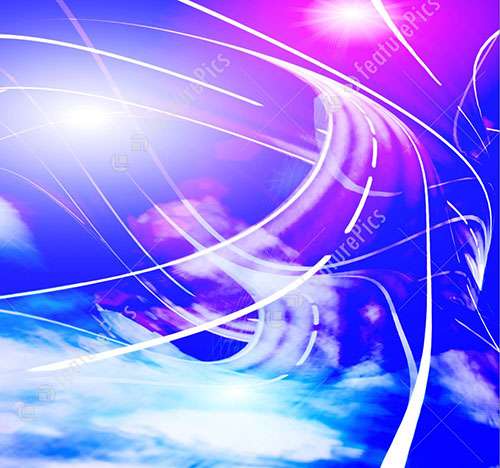 This abstract graphic of roads in space illustrates the subject This Way to Heaven, in editoriallapaz.org.