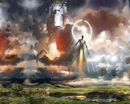 Interpretamos esta obra artística de la siguiente manera: las figuras fantasmagóricas, nubes y luces de distintos colores –negro, rojo, blanco y gris de tonalidades variadas- representan la introducción de la ciencia (conocimiento) del bien y del mal en el huerto del Edén, donde apenas se ven las figuras de Adán y Eva cerca de un lago pequeño. Con este conocimiento vienen tempestades y guerras morales-espirituales, las que afligirán a la raza humana por su duración, incluso las criaturas más inocentes e ingenuas. También resulta en sufrimientos físicos y muerte física para todos.
